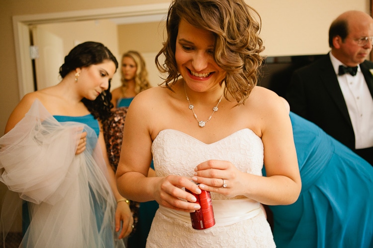 bride getting ready before Branford House wedding