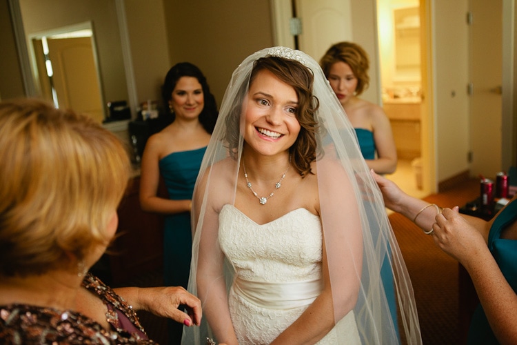 bride getting ready before Branford House wedding