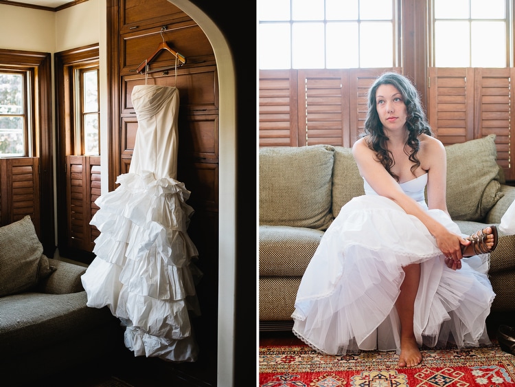 bride dressing before her Seacoast Science Center wedding