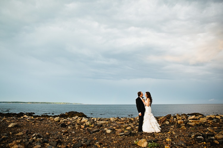 portrait of bride and groom at the Seacoast Science Center