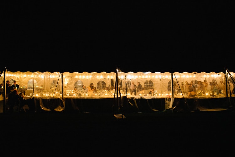 tent at night for a wedding reception at the Seacoast Science center