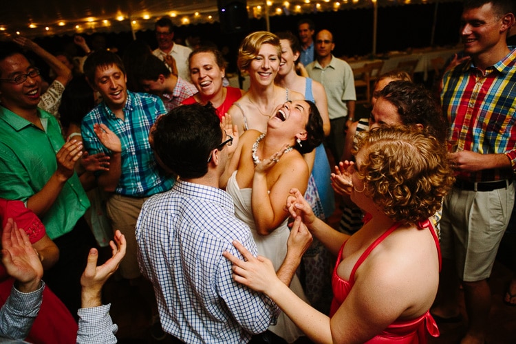 joy on the dance floor at backyard Massachusetts wedding