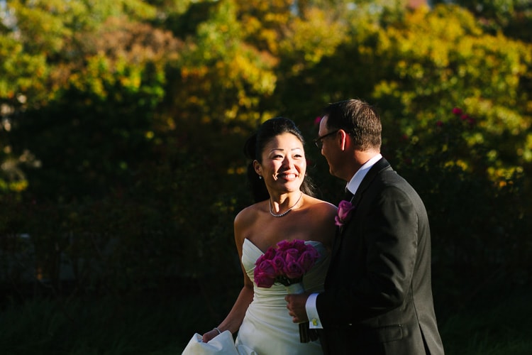 bride and groom in the gardens of alden castle