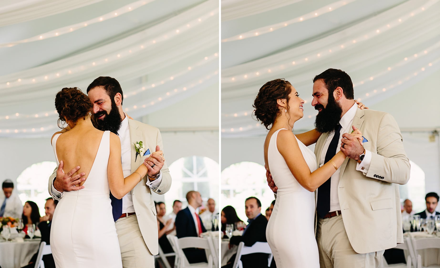 first dance under the tent at Misselwood | Kelly Benvenuto Photography | Boston wedding photographer