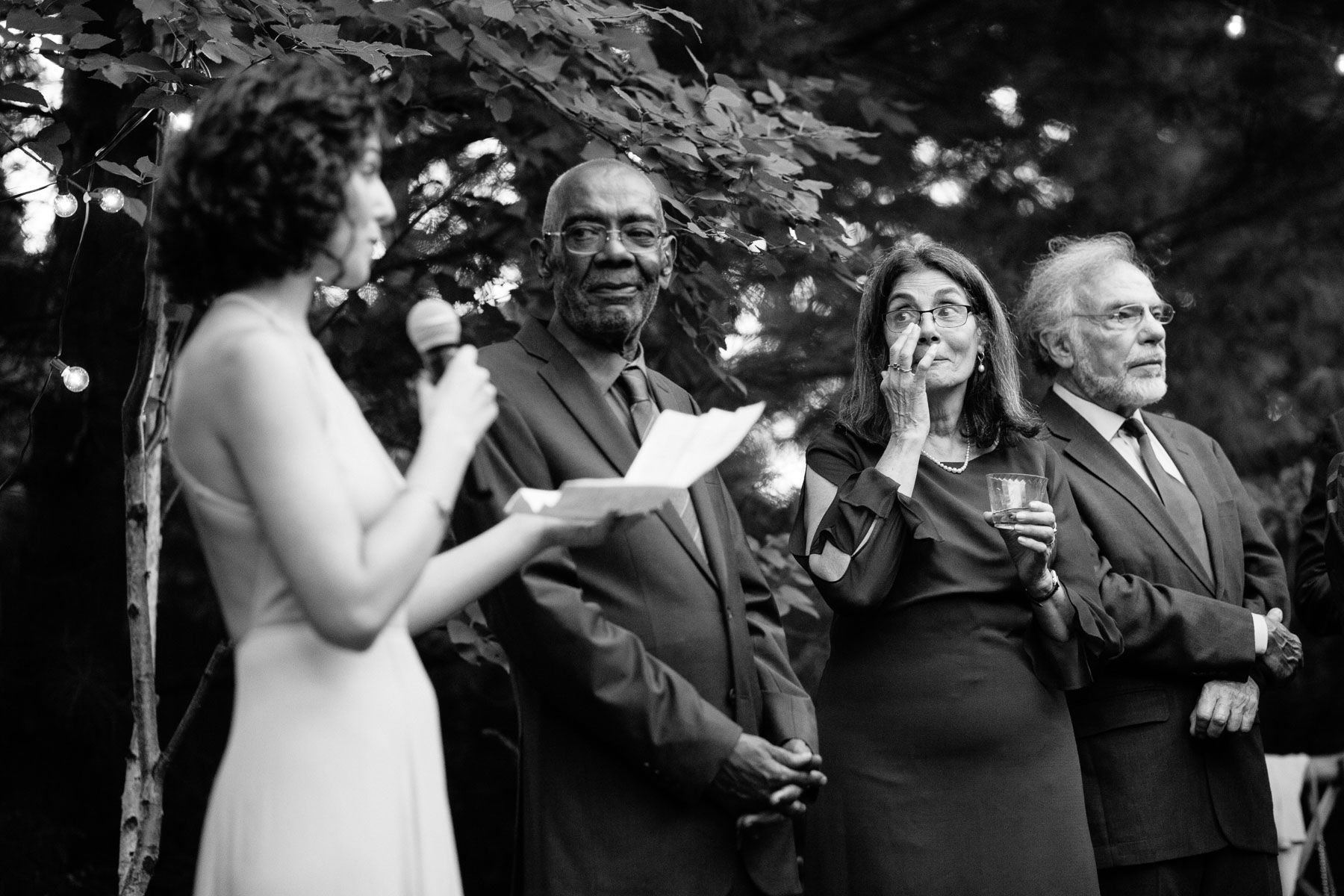 wedding toasts in the backyard, Cambridge MA | Kelly Benvenuto Photography