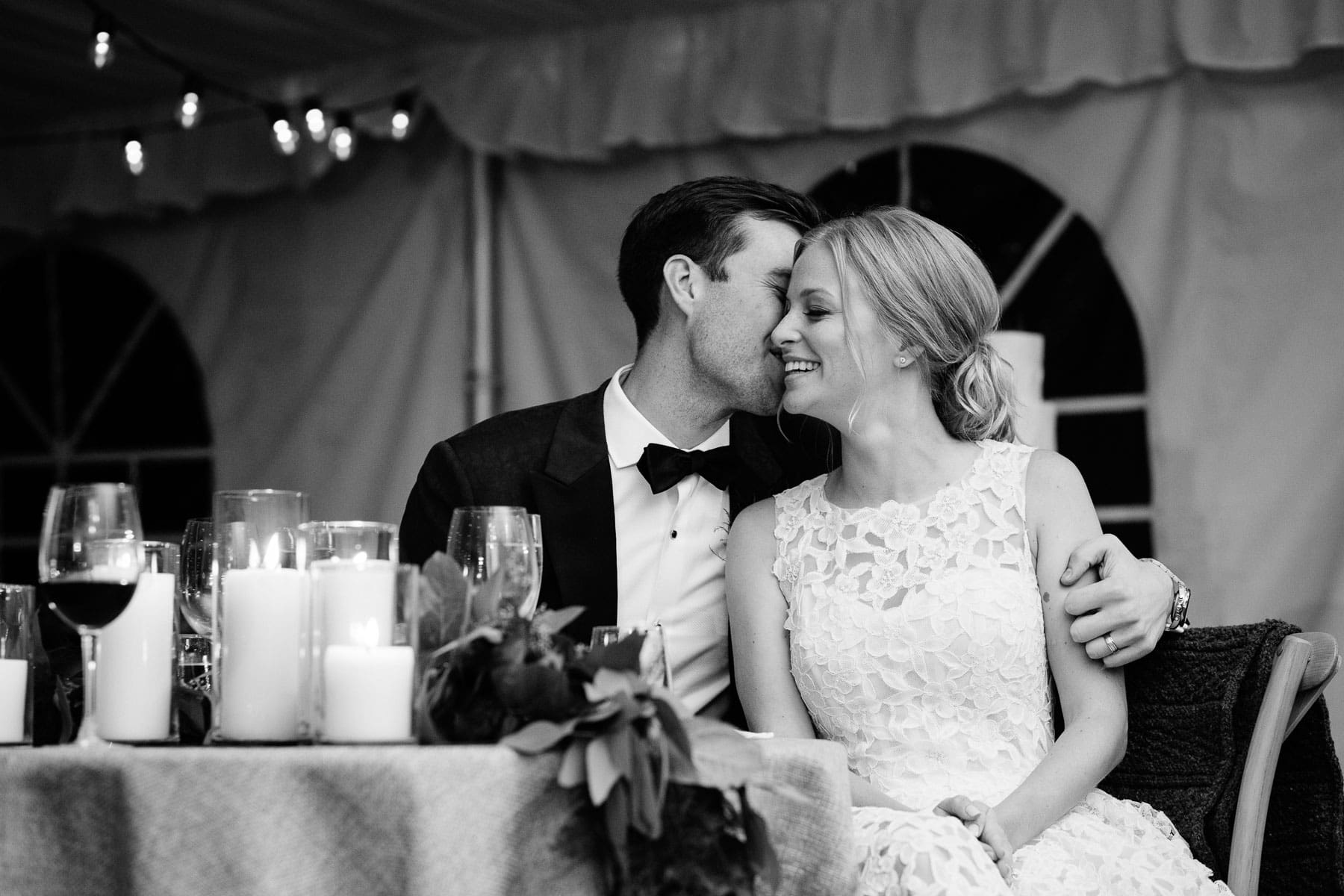 bride and groom react to a toast | Kelly Benvenuto Photography