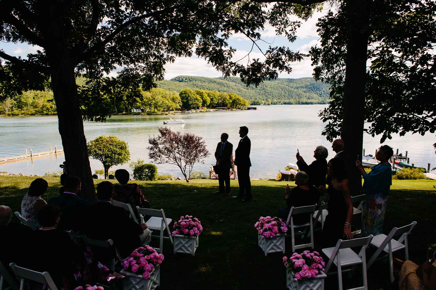 intimate backyard wedding on Lake George