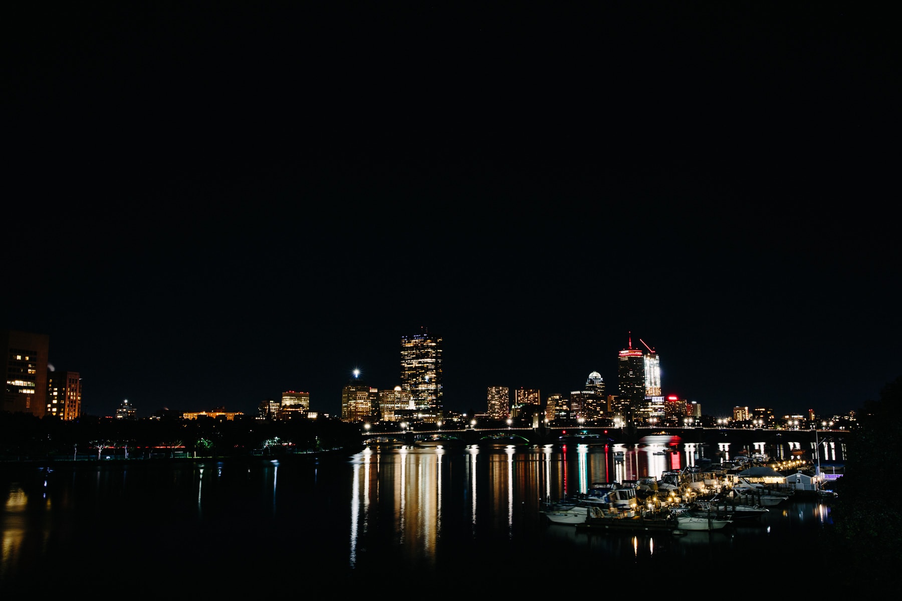 Boston skyline at night