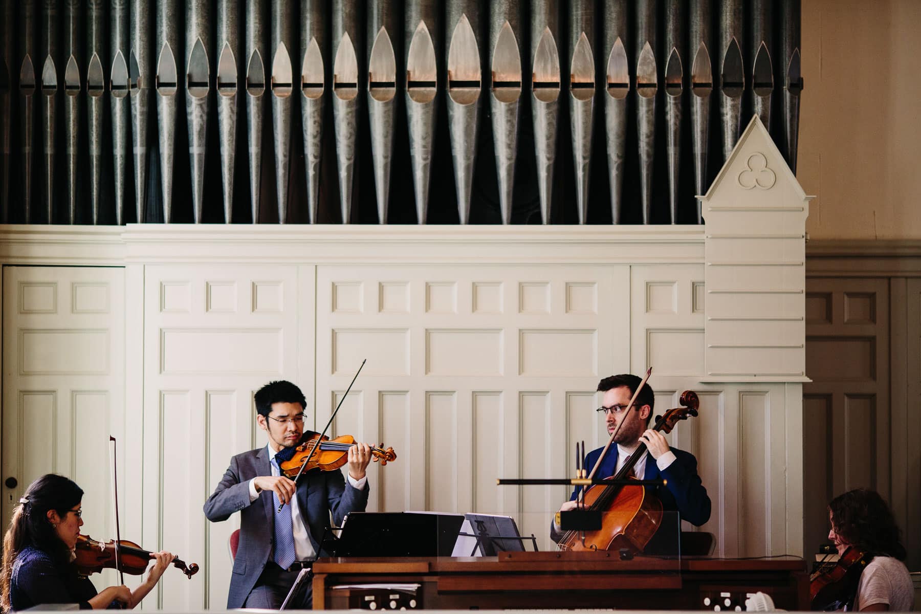 musicians during church wedding ceremony, Kent, Connecticut