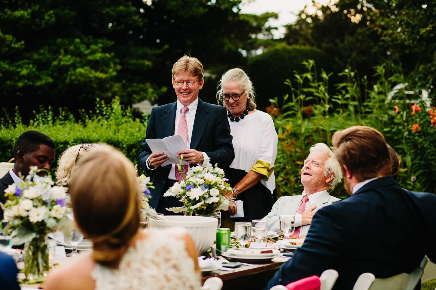 parents give heartfelt toast during wedding reception