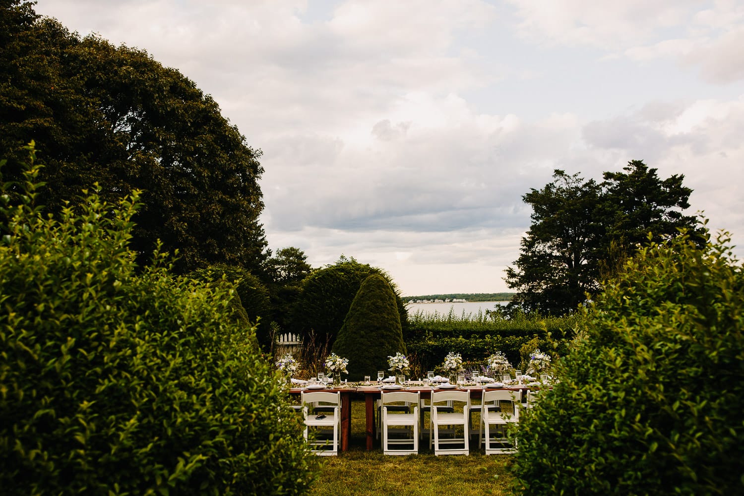 intimate backyard wedding reception with alfresco dining