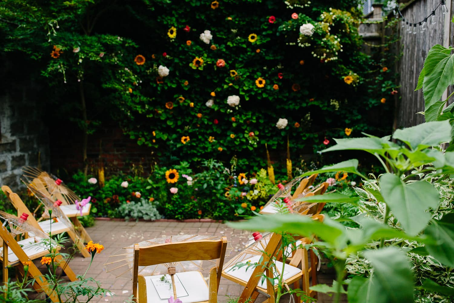 tiny Boston courtyard set for wedding
